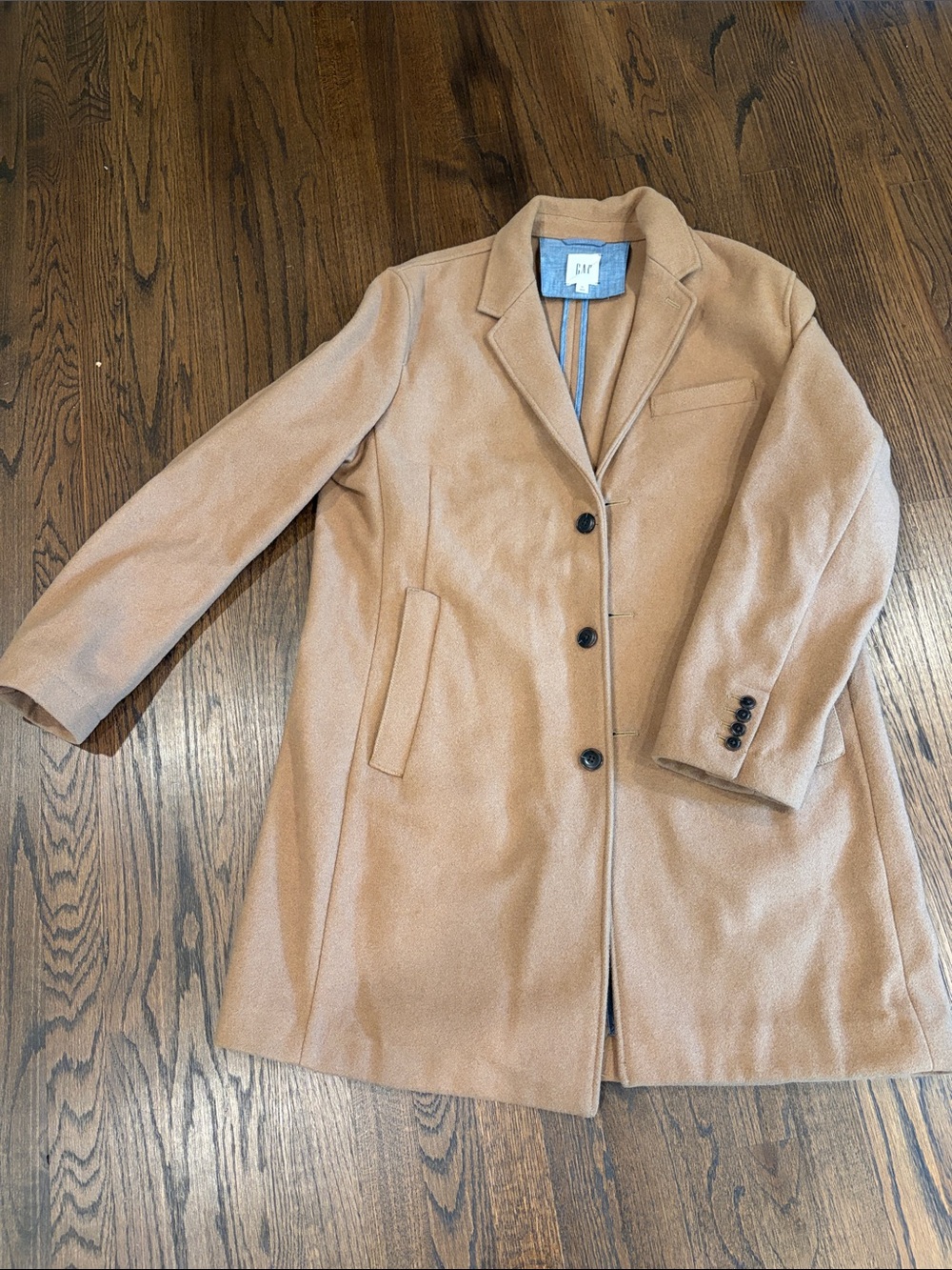 GAP Camel Single-Breasted Wool-Blend Coat